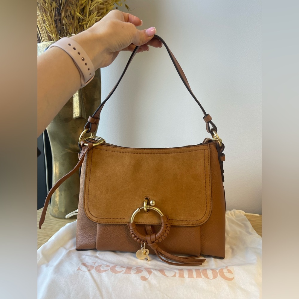 See By Chloe Tan Leather Joan Small Crossbody with Braided Ring - Picture 7 of 17